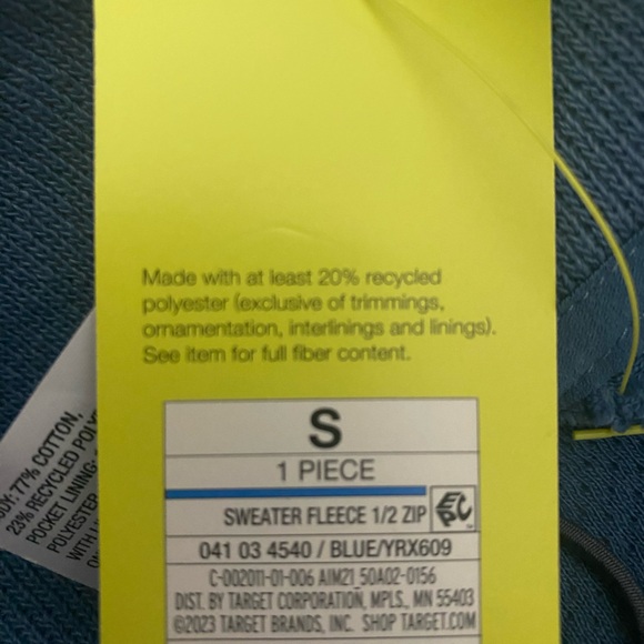 Men's Half Zip Fleece Sweater - All in Motion - Airway Blue S - Picture 2 of 7